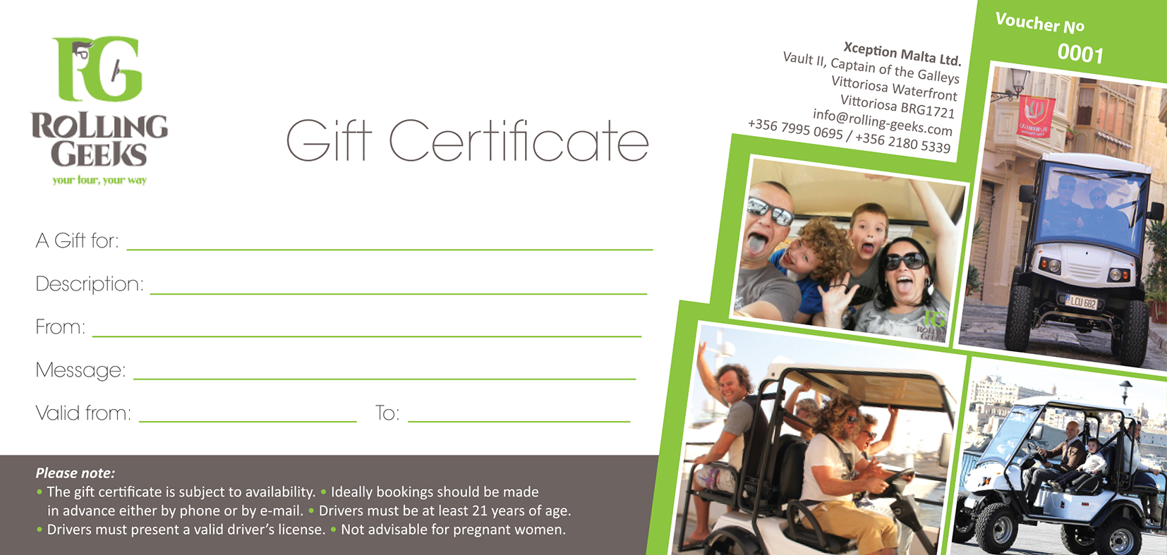 Rolling Geeks, Malta - Gift Certificates